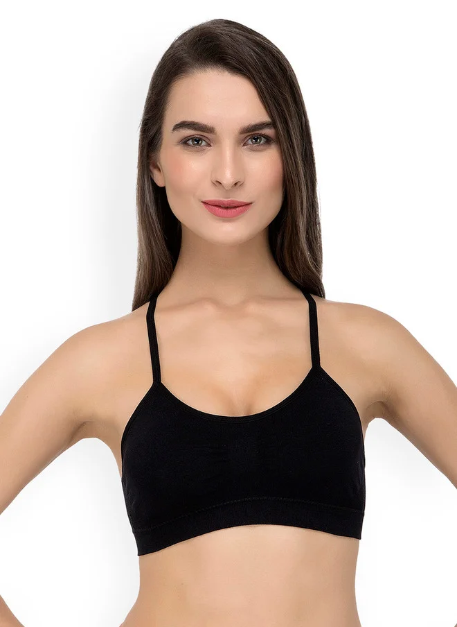 ليس اند مي  Laceandme Black Lace Non-Wired Lightly Padded Styled Back Bralette Bra 4376